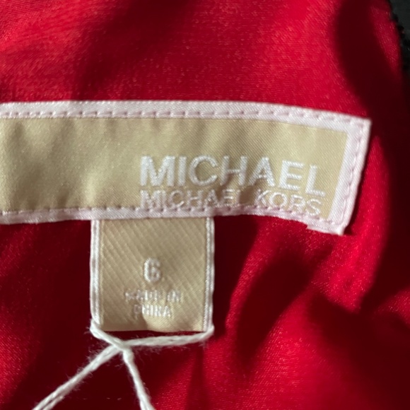 Michael Kors Studded Red & Black Ponte Dress - Picture 8 of 12